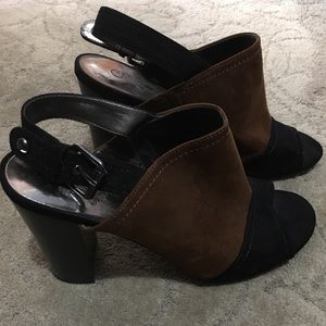 Brown/ Black sueded heels